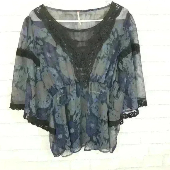 Free People Sheer Boho Peasant Blouse A43 - Picture 1 of 7